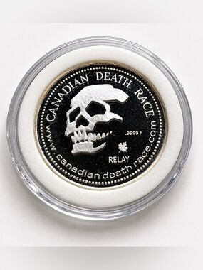 Canadian Death Race Grande Cache Alberta .9999 Silver Relay Medal Skull Coin​